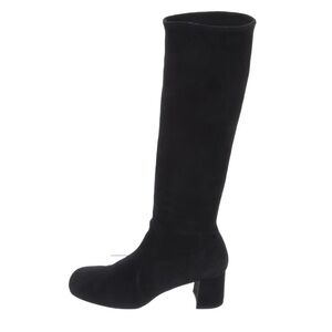 Prada Milano Suede Knee High Black Riding Boots